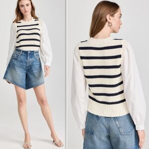 Rails Striped Sweater Vest in Cream and Black